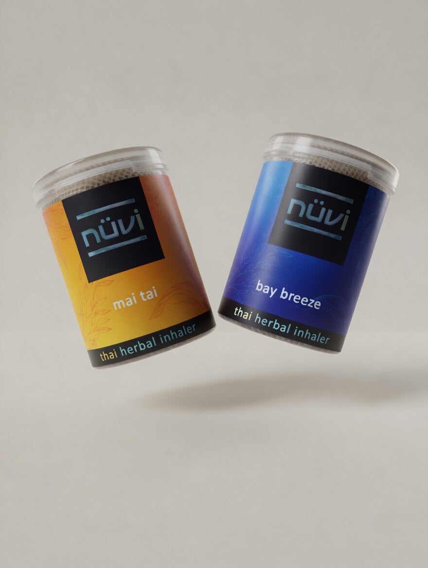 Nuvi Essentials 2-Pack — Mai Tai and Bay Breeze Thai herbal inhalers for energy and focus