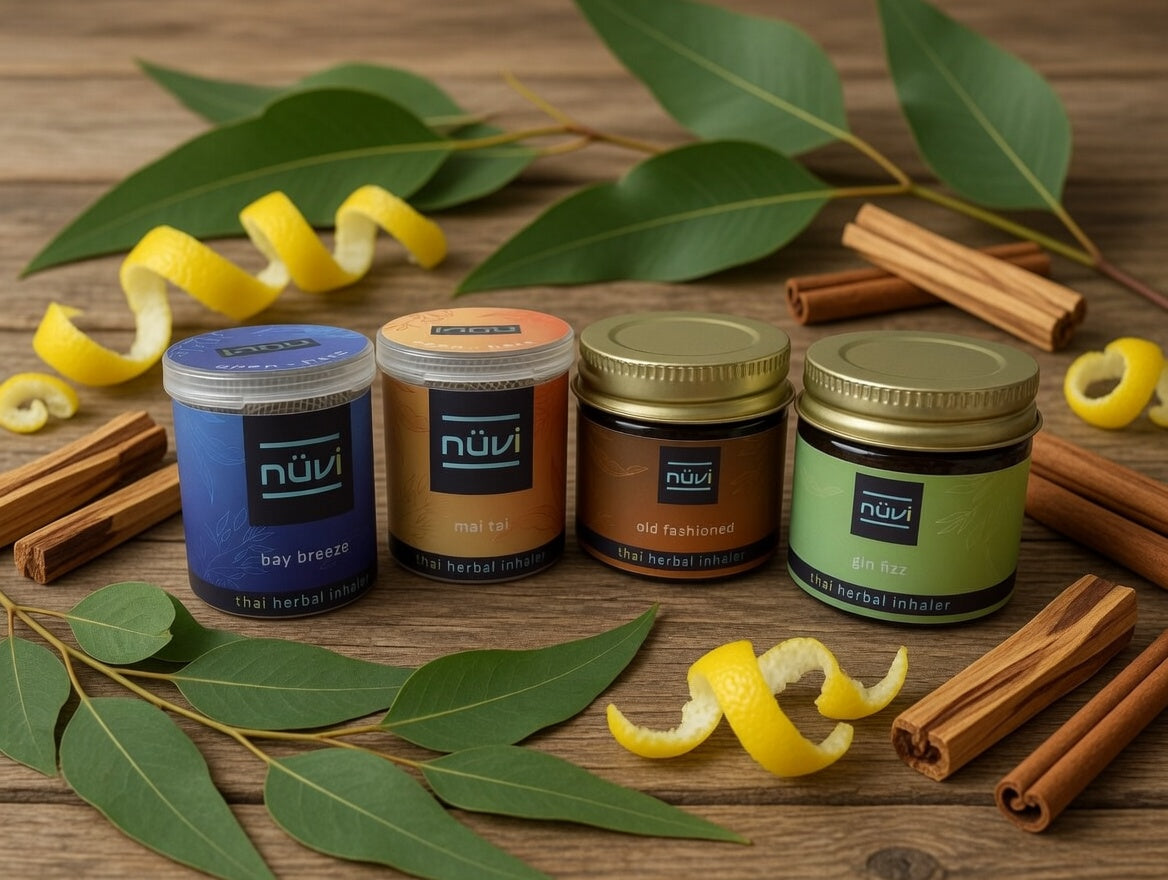 Nuvi Complete 4-Pack — all four signature Thai herbal inhaler scents for every mood