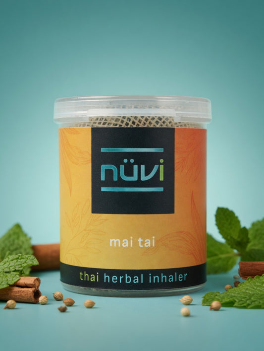 Nuvi Mai Tai Thai herbal inhaler — energizing aromatherapy with cinnamon and menthol